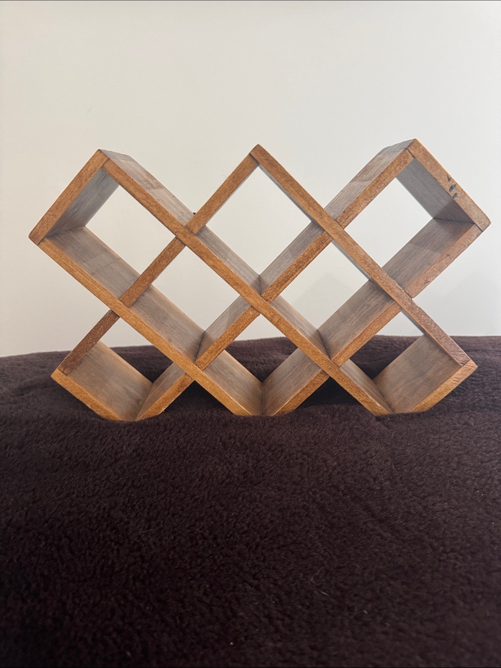 Wooden Diamond Grid Spice Rack - Brown